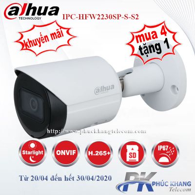 Camera IP Starlight 2.0MP DAHUA IPC-HFW2230SP-S-S2