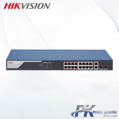 Switch mạng thông minh 16 cổng PoE Hikvision DS-3E1318P-EI