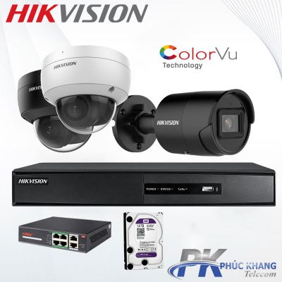 Lắp đặt trọn bộ 3 camera IP 4MP tích hợp micro thu âm HIKVISION 4MP giá rẻ