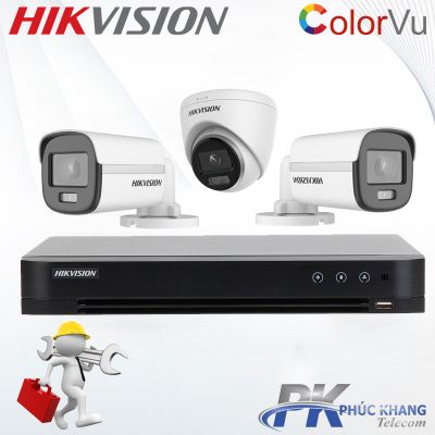 Lắp đặt trọn bộ 3 camera HDTVI Colorvu 2MP Hikvision