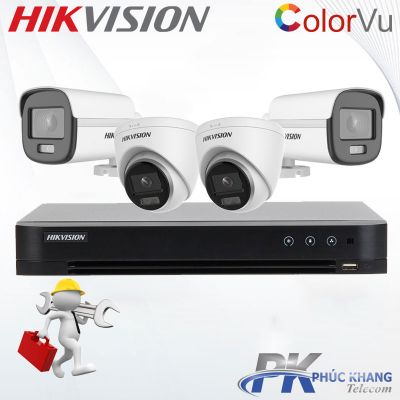 Lắp đặt trọn bộ 4 camera HDTVI Colorvu 2MP Hikvision