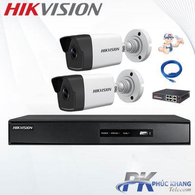 Lắp đặt trọn bộ 2 camera IP 4MP-2K  Hikvision 4MP giá rẻ