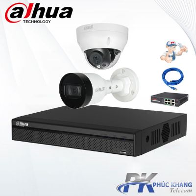 Lắp đặt trọn bộ 2 camera IP 2MP Dahua