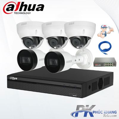 Lắp đặt trọn bộ 5 camera IP 2MP Dahua