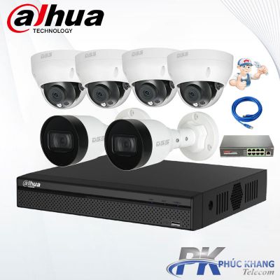 Lắp đặt trọn bộ 6 camera IP 2MP Dahua