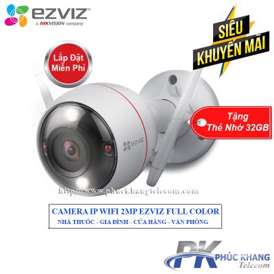 Lắp đặt Camera Wifi thân trụ ngoài trời 2MP EZVIZ Full Color Tặng kèm thẻ nhớ 32GB chính hãng