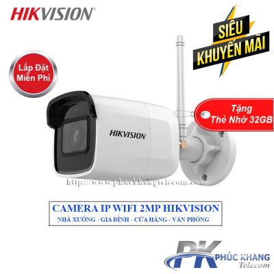 Lắp đặt camera Wifi thân trụ ngoài trời 2MP Hikvision DS-2CD2021G1-IDW1 + Tặng kèm thẻ nhớ 32GB chính hãng